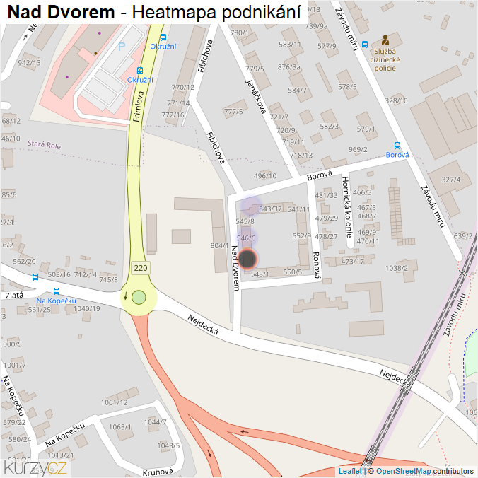 Mapa Nad Dvorem - Firmy v ulici.