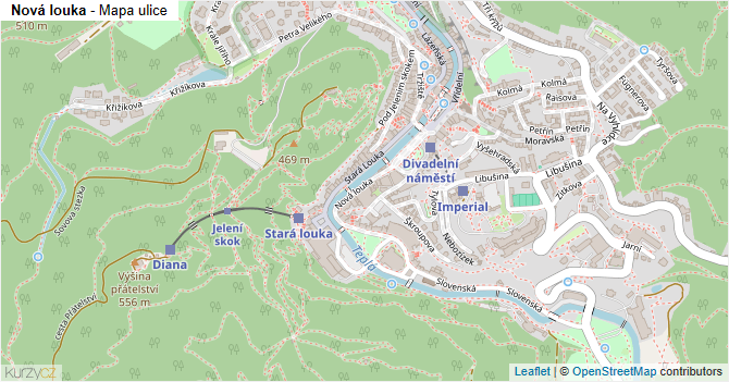 Nová louka - mapa ulice