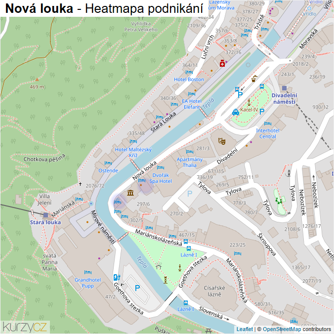 Mapa Nová louka - Firmy v ulici.