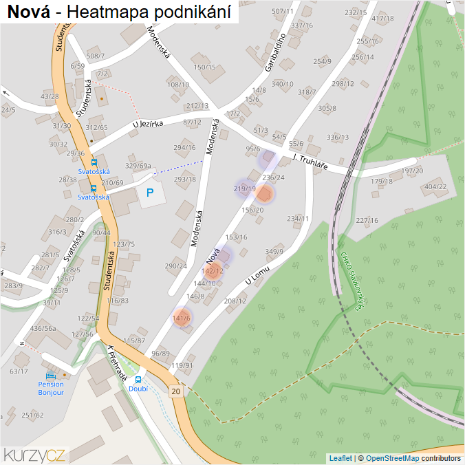 Mapa Nová - Firmy v ulici.