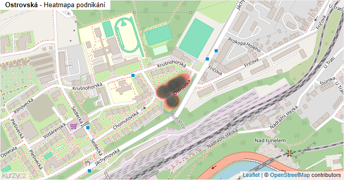 Ostrovská - mapa podnikání