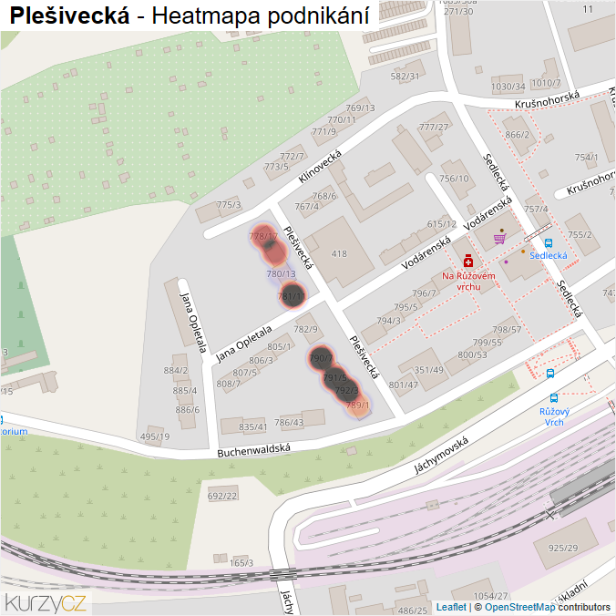 Mapa Plešivecká - Firmy v ulici.