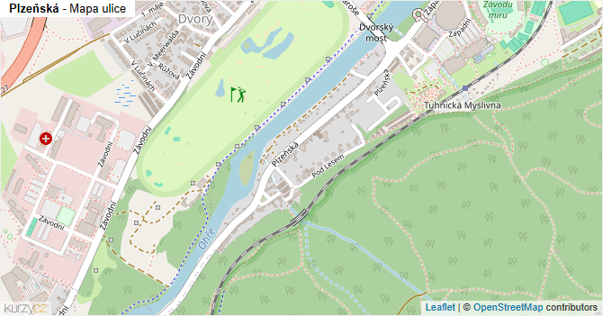 Plzeňská - mapa ulice