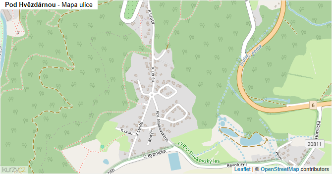 Pod Hvězdárnou - mapa ulice