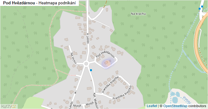 Pod Hvězdárnou - mapa podnikání