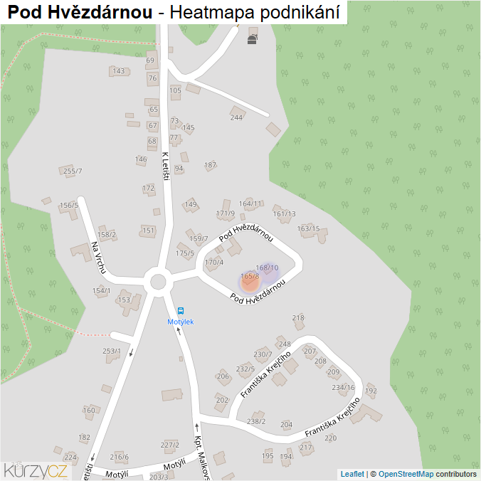 Mapa Pod Hvězdárnou - Firmy v ulici.