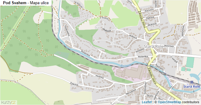Pod Svahem - mapa ulice