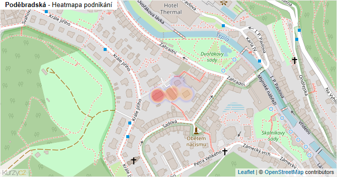 Poděbradská - mapa podnikání