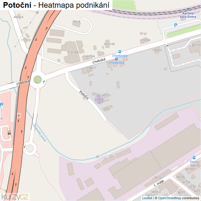Mapa Potoční - Firmy v ulici.