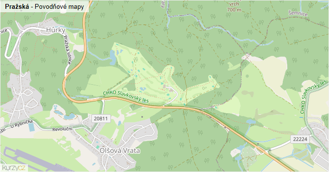 Pražská - záplavové mapy stoleté vody