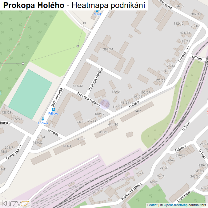 Mapa Prokopa Holého - Firmy v ulici.