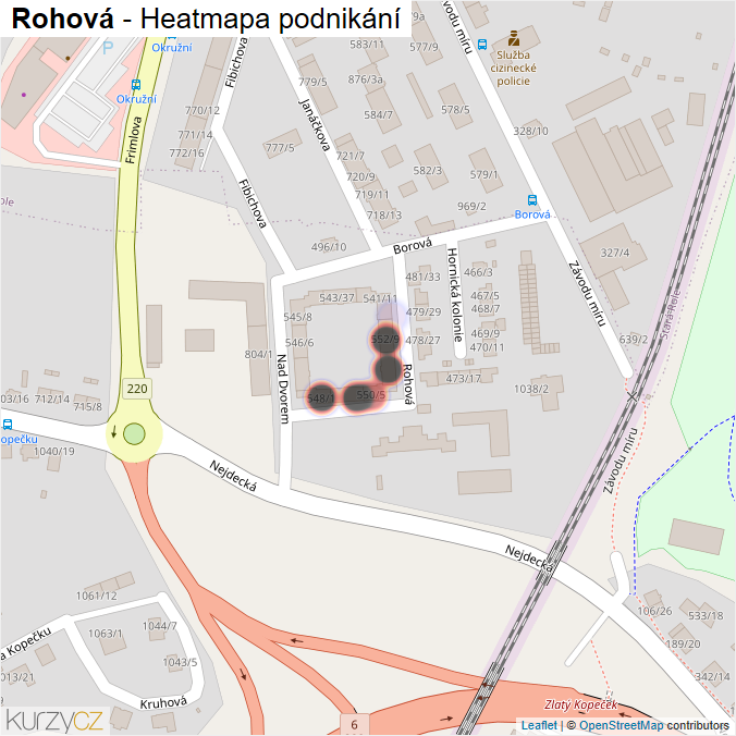 Mapa Rohová - Firmy v ulici.