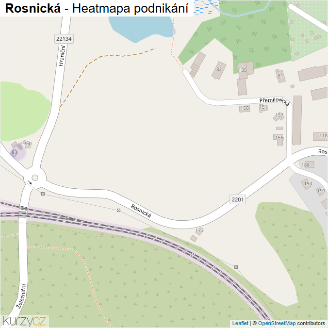 Mapa Rosnická - Firmy v ulici.