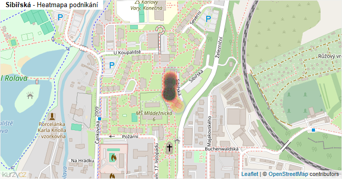 Sibiřská - mapa podnikání