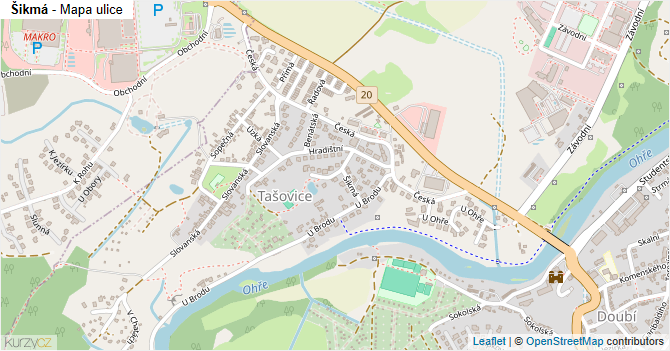 Šikmá - mapa ulice