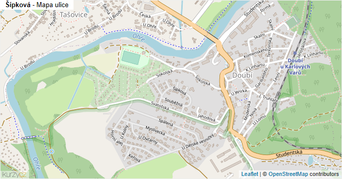 Šípková - mapa ulice