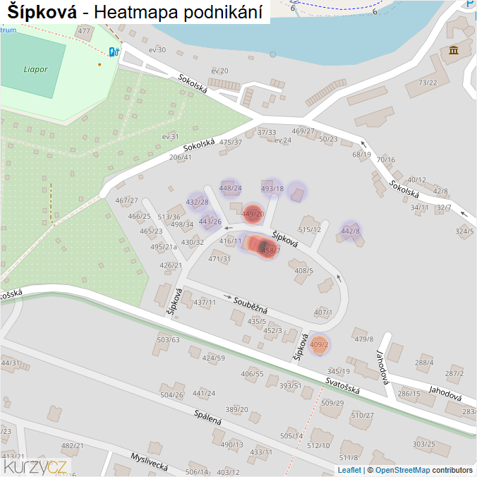 Mapa Šípková - Firmy v ulici.