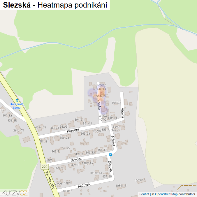 Mapa Slezská - Firmy v ulici.