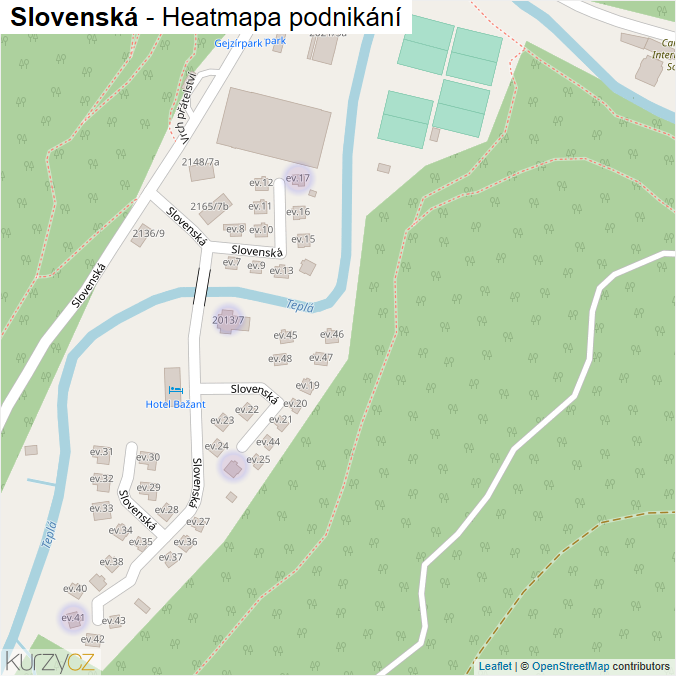 Mapa Slovenská - Firmy v ulici.