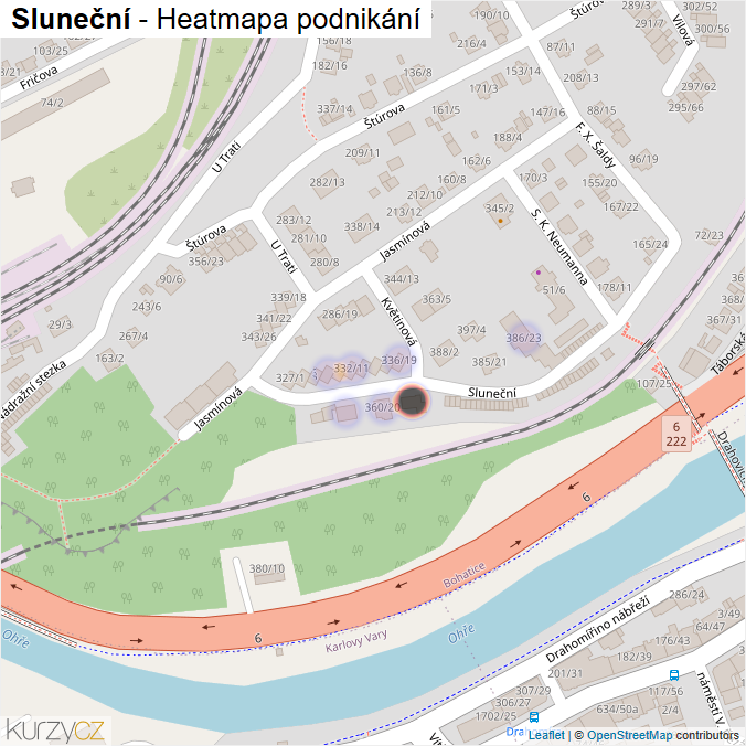 Mapa Sluneční - Firmy v ulici.