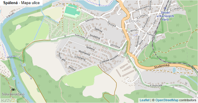 Spálená - mapa ulice