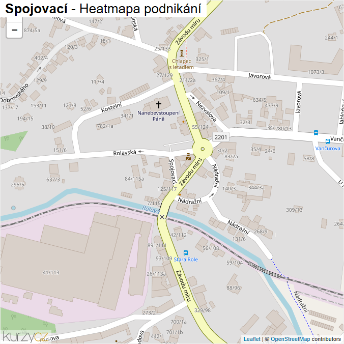 Mapa Spojovací - Firmy v ulici.