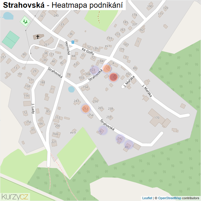 Mapa Strahovská - Firmy v ulici.