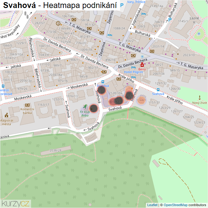 Mapa Svahová - Firmy v ulici.