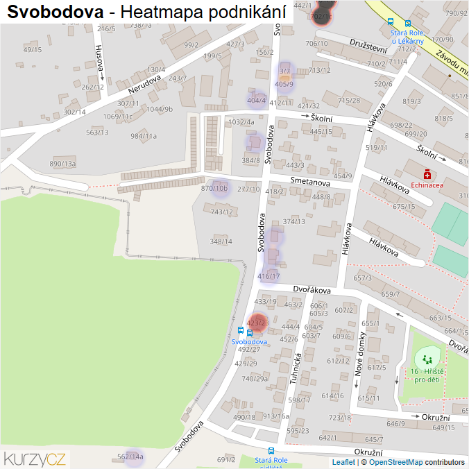 Mapa Svobodova - Firmy v ulici.