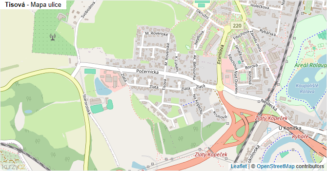 Tisová - mapa ulice