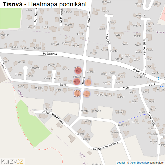 Mapa Tisová - Firmy v ulici.