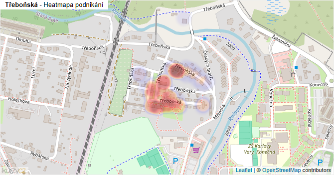 Třeboňská - mapa podnikání