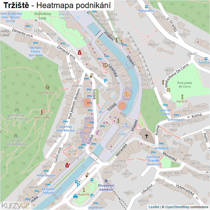 Mapa Tržiště - Firmy v ulici.