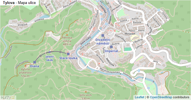 Tylova - mapa ulice