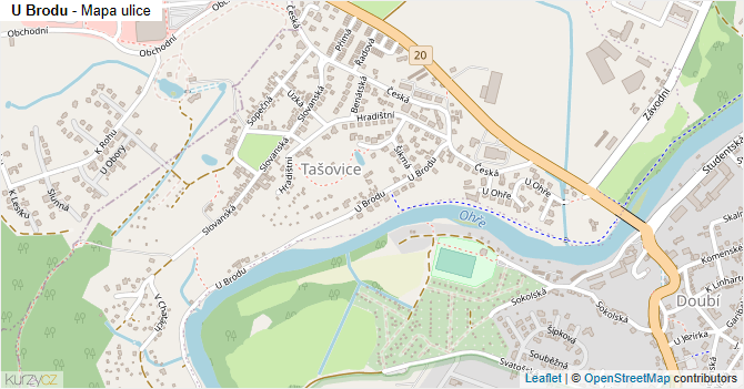 U Brodu - mapa ulice
