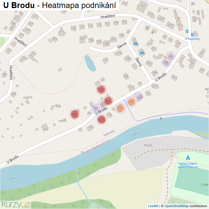 Mapa U Brodu - Firmy v ulici.