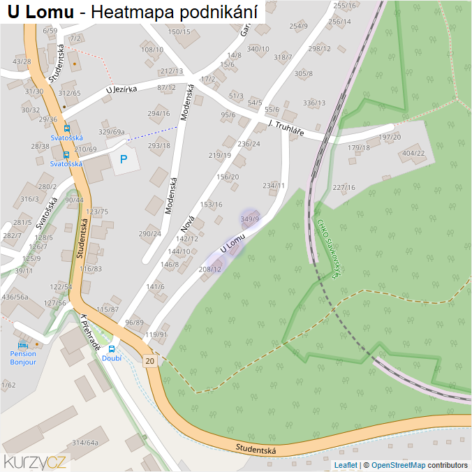 Mapa U Lomu - Firmy v ulici.