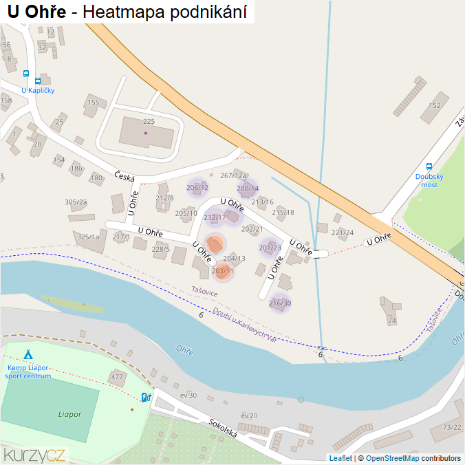 Mapa U Ohře - Firmy v ulici.
