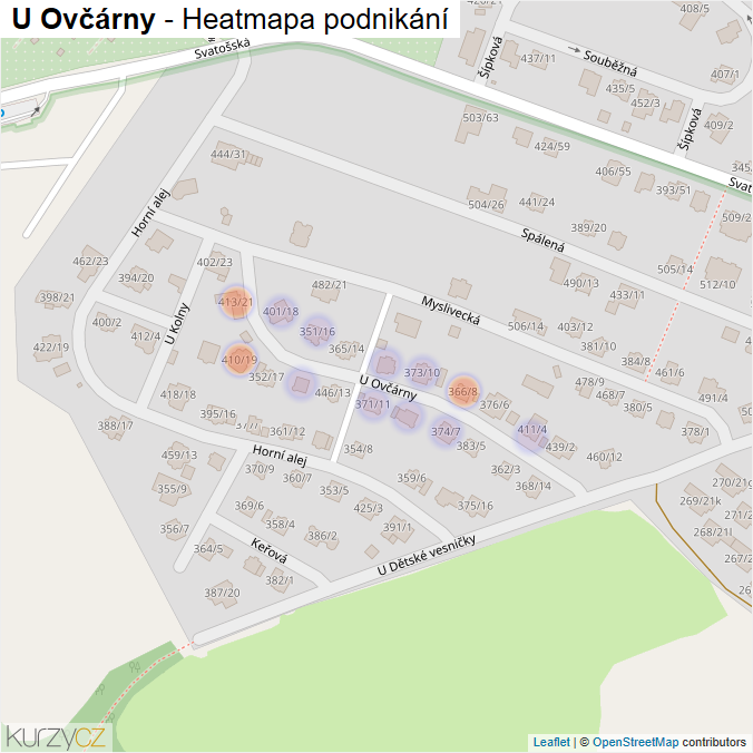 Mapa U Ovčárny - Firmy v ulici.