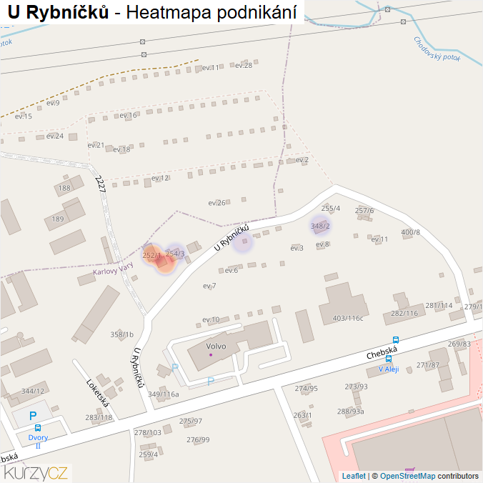 Mapa U Rybníčků - Firmy v ulici.