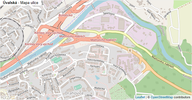 Úvalská - mapa ulice