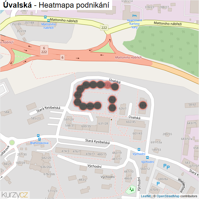 Mapa Úvalská - Firmy v ulici.