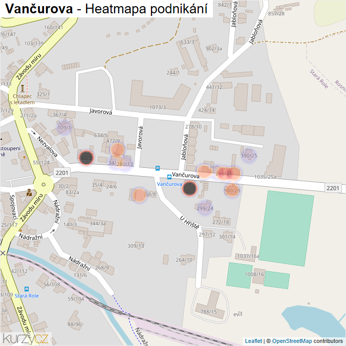 Mapa Vančurova - Firmy v ulici.