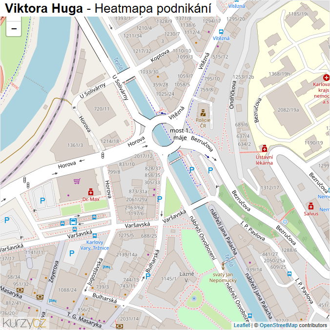 Mapa Viktora Huga - Firmy v ulici.