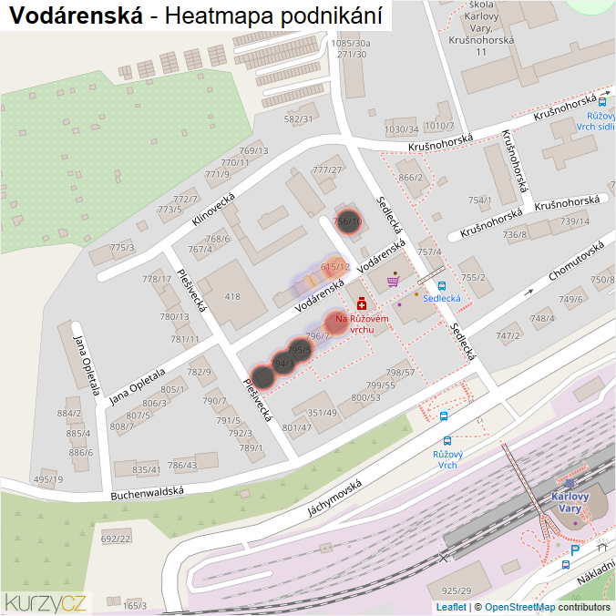Mapa Vodárenská - Firmy v ulici.