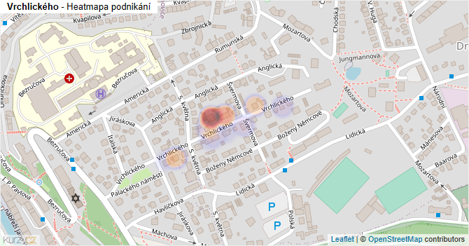 Vrchlického - mapa podnikání