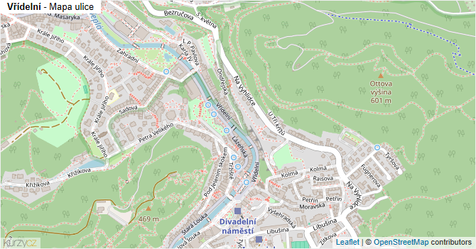 Vřídelní - mapa ulice