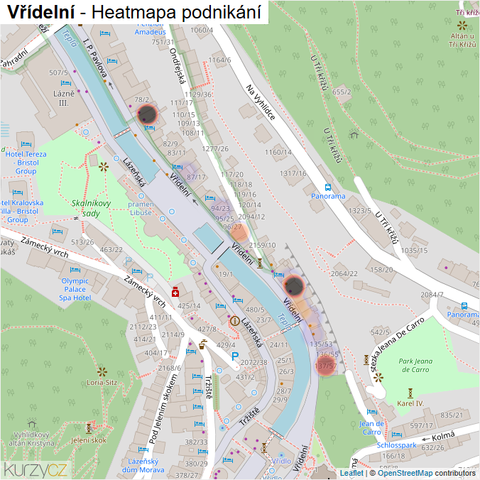 Mapa Vřídelní - Firmy v ulici.