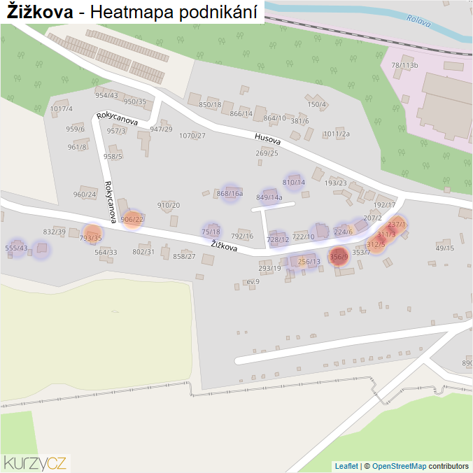 Mapa Žižkova - Firmy v ulici.