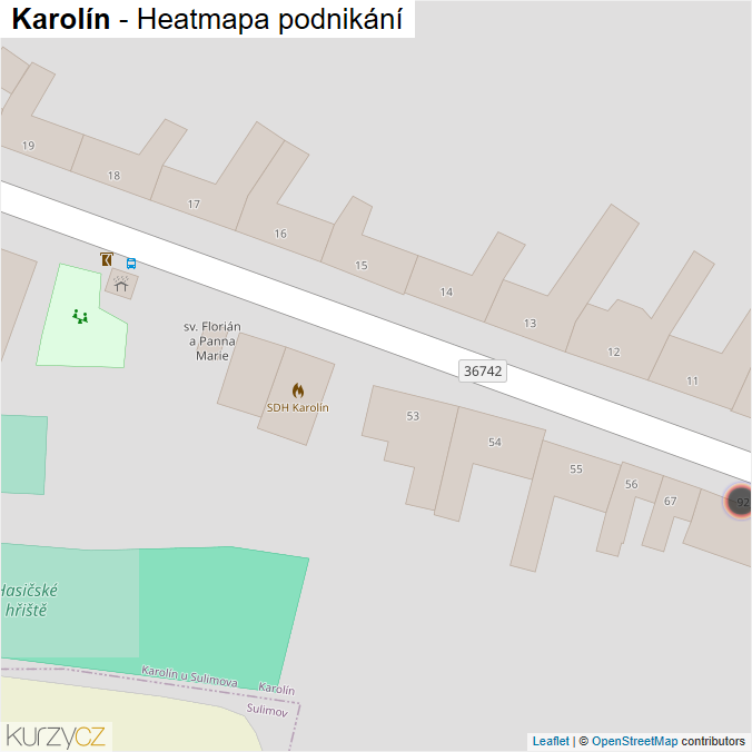 Mapa Karolín - Firmy v obci.